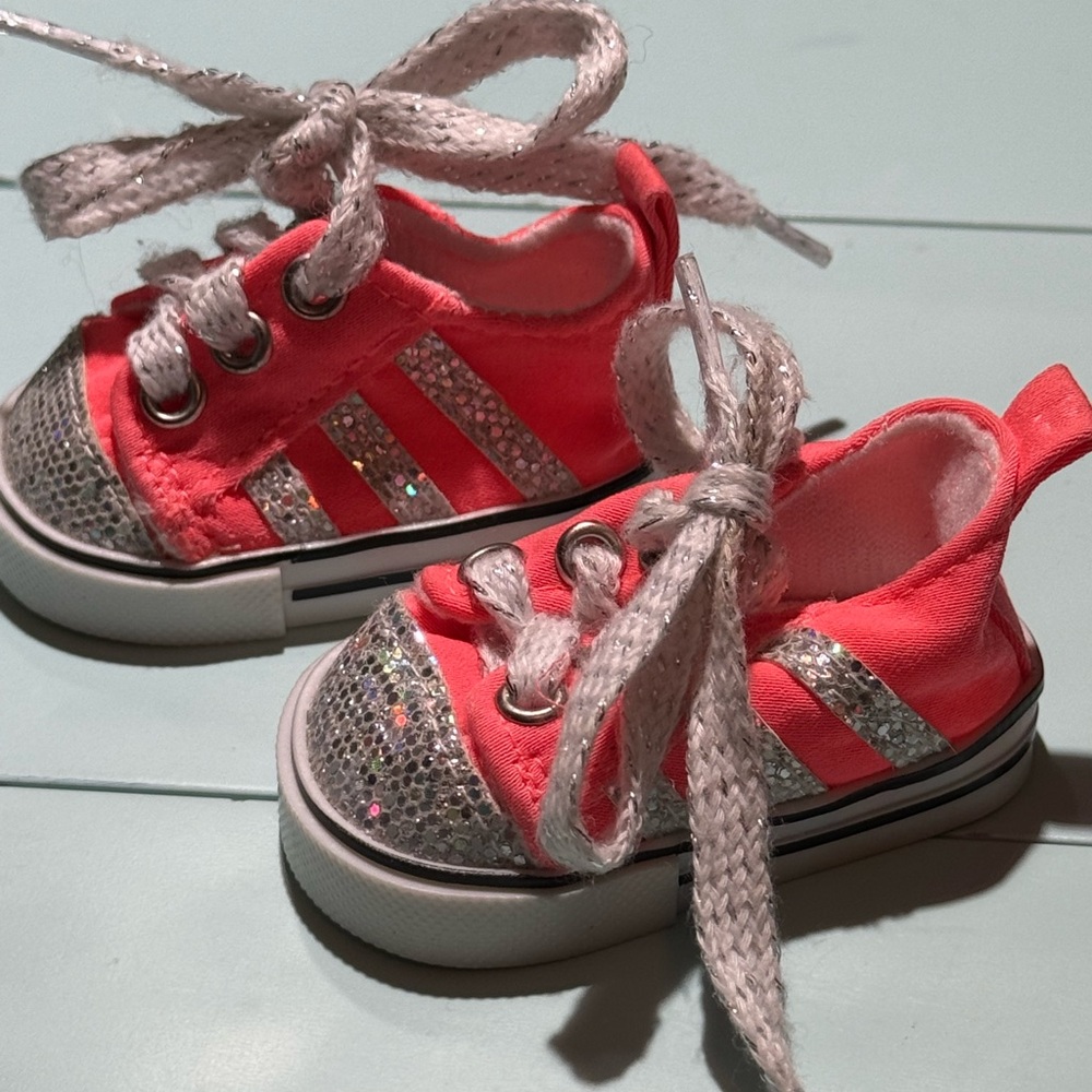Our generation neon orange sparkle silver tennis shoes